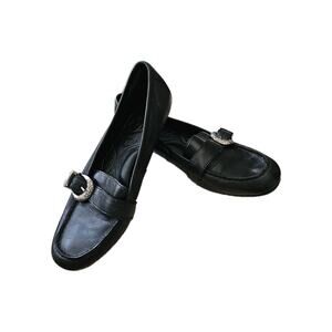 Born 75003, Women Size US‎ 8 / EUR 39, Black Leather Flat Loafer, Pre-Owned